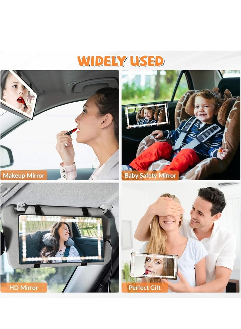 Altheqa Car Vanity Mirror with 60 Led Lights, Car Sun Visor Vanity Mirror with 3 Light Modes, Car Cosmetic Mirror with Rechargeable Led Lights with Touch On Screen For Car Suv Rear View Mirror - Image 4