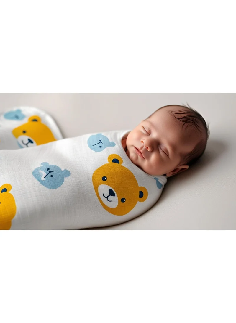 TUMMY TUMMY Cartoon Printed Muslin Baby Swaddle Combo
