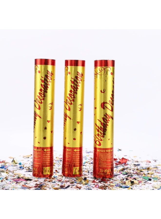 3 Pcs 30 Cm Party Poppers, Random Colours Confetti Cannons, Fun Celebration Poppers for Parties, Birthdays, Weddings and Special Occasions, Easy to Use Twist Design, Safe Party Accessory (Random Colours)