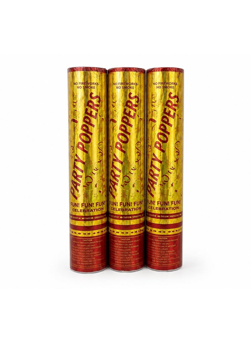3 Pcs Party Poppers Mix Color, Confetti Cannons, Fun Celebration Poppers for Parties, Birthdays, Weddings and Special Occasions, Easy to Use Twist Design, Safe Party Accessory (Mix Colours)