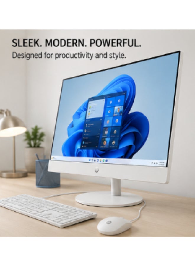 HP All-in-One AI 24-cr2026nh Desktop Computer, 24” FHD IPS Touch Display, Intel Core Ultra 7 255U, 8GB DDR5 RAM, 512GB NVMe SSD, Intel UHD Graphics, Windows 11 Pro, Wired Keyboard & Mouse, Snow White English Snow White - Image 3