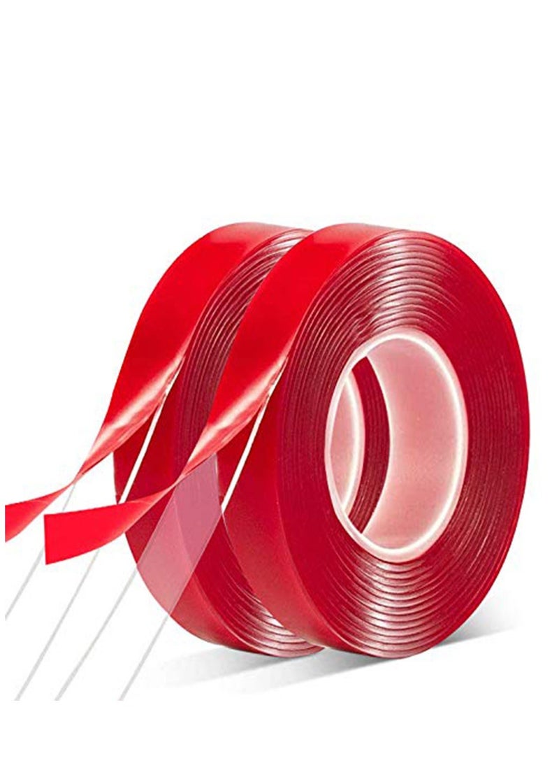 Beauenty Double Sided Tape 2 Pack Heavy Duty Acrylic Clear Strong Adhesive Waterproof Removable Double Sided Mounting Tape for Carpet Fix Home Office Wall Decor DIY Crafts Car Glass Decor - Image 1