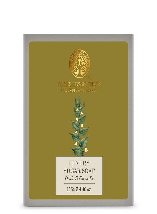 Forest Essentials Forest Essentials Luxury Sugar Soap Oudh & Green Tea|Sulphate-Free Formula|Bar Soap For Men And Women|125 g  - Image 1