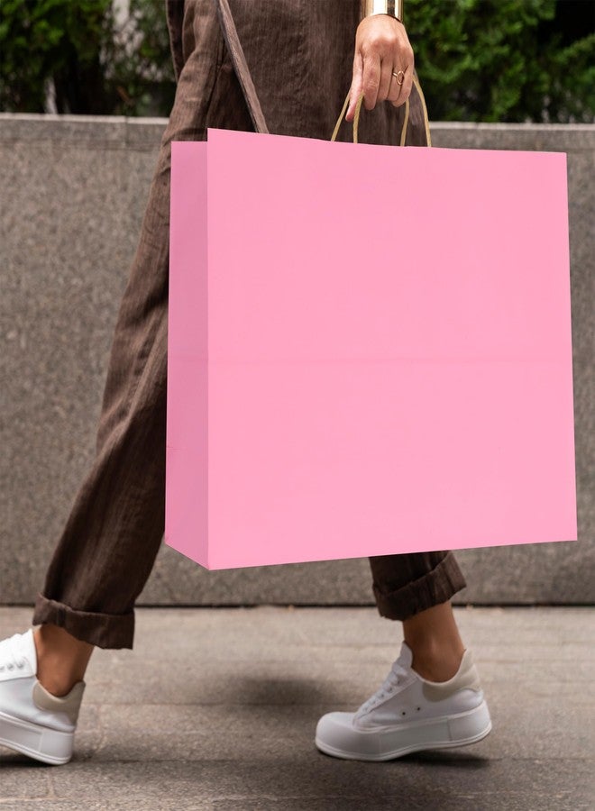 BLEWINDZ 50Pcs Pink Gift Bags Large 16x6x12 Inches Kraft Paper Bags with Handles Bulk – Goodie Bag Shopping Bag for Grocery Merchandise - Image 4