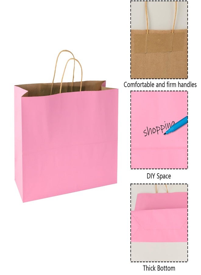 BLEWINDZ 50Pcs Pink Gift Bags Large 16x6x12 Inches Kraft Paper Bags with Handles Bulk – Goodie Bag Shopping Bag for Grocery Merchandise - Image 5