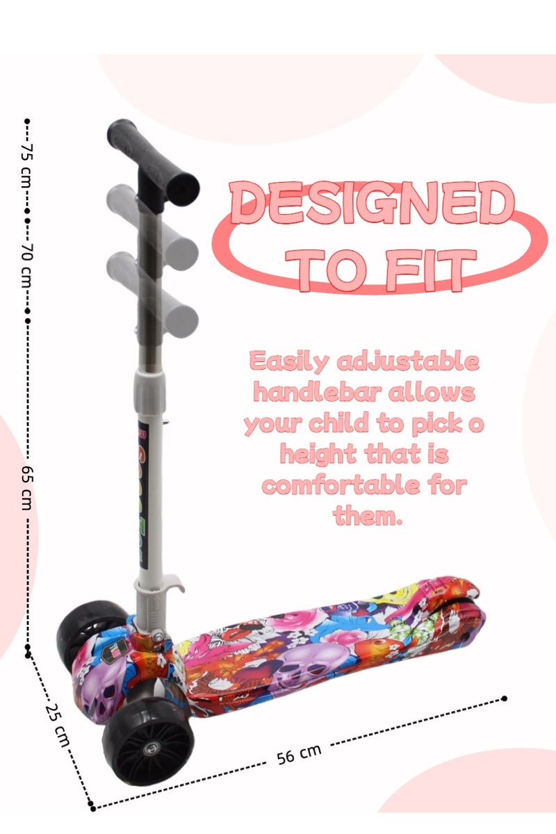 EASY FUTURE Scooters for Kids with Foldable & Height Adjustable Handle Kick Scooter with LED PU Wheels & Rear Brake Scooter for 3 to 8 Years - Image 2