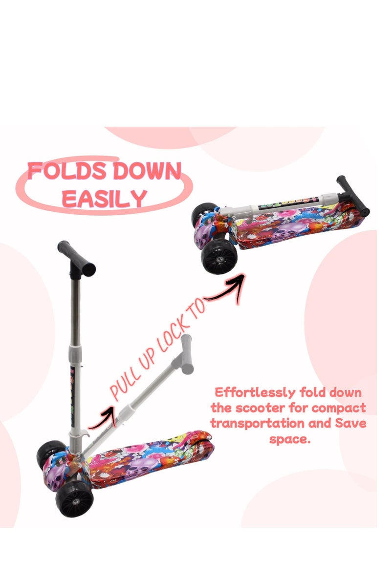 EASY FUTURE Scooters for Kids with Foldable & Height Adjustable Handle Kick Scooter with LED PU Wheels & Rear Brake Scooter for 3 to 8 Years - Image 3