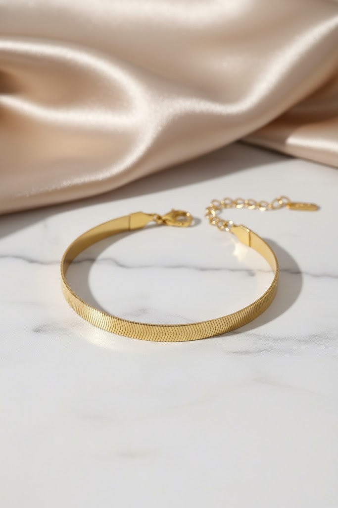 FLUFFY Women’s Bracelet Stainless Steel Flat Snake Chain Design - Image 2