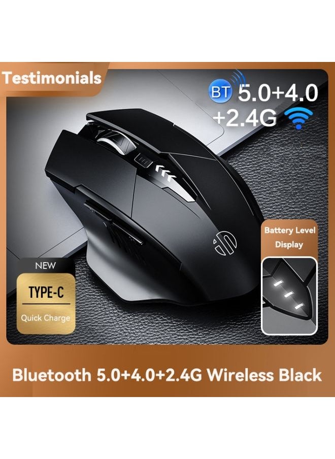 BURAQ - Inphic A1 6 Keys 1000/1200/1600 DPI Home Gaming Wireless Mechanical Mouse, Colour: Black Wireless+Bluetooth 4.0+Bluetooth 5.0 - Image 1