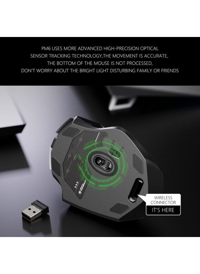 BURAQ - Inphic A1 6 Keys 1000/1200/1600 DPI Home Gaming Wireless Mechanical Mouse, Colour: Black Wireless+Bluetooth 4.0+Bluetooth 5.0 - Image 1
