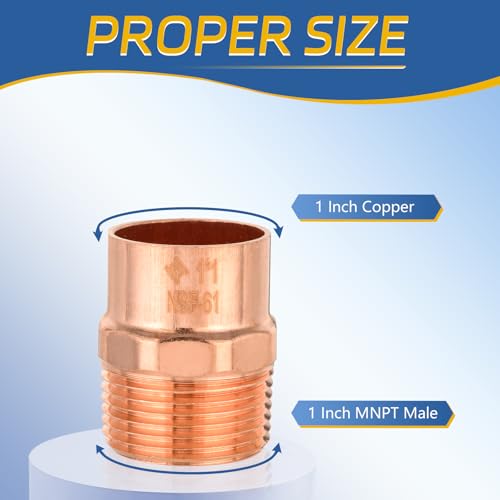 GUOFIS 5PACK GUOFIS 1Inch C x 1Inch MNPT Copper Male Adapter LF Short Radius Fittings Adapter with Sweat Solder X MIP Connection for Residential CommercialCOPPER053 - Image 3