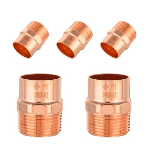 GUOFIS 5PACK GUOFIS 1Inch C x 1Inch MNPT Copper Male Adapter LF Short Radius Fittings Adapter with Sweat Solder X MIP Connection for Residential CommercialCOPPER053 - Image 1