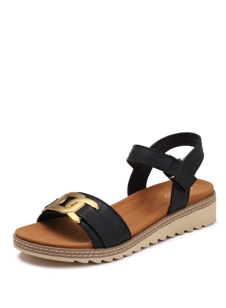 SIKETU Summer New Women's Outdoor Leisure Beach Slope and Roman Sandals - Image 1