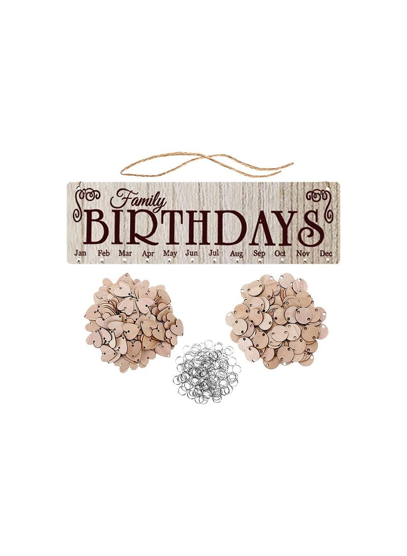 GGOOT Wooden Birthday Reminder Wooden Birthday Reminder Calendar Board Hanging Calendar Family Friends Reminder Board Plaque Wall Decor with Heart Round Tags  - Image 1