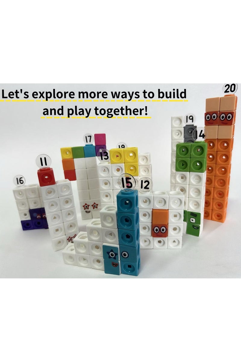 Number Blocks Math Cubes 11-20 Activity Set, Mathematics Enlightenment, Counting Blocks, Linking Cubes, Educational Learning Toys for Ages 3+ Kids, Number Games, Math Manipulatives Kindergarten - Image 4