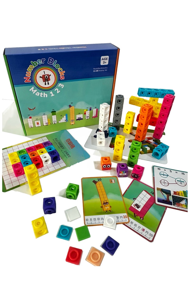 Number Blocks Math Cubes 11-20 Activity Set, Mathematics Enlightenment, Counting Blocks, Linking Cubes, Educational Learning Toys for Ages 3+ Kids, Number Games, Math Manipulatives Kindergarten - Image 1
