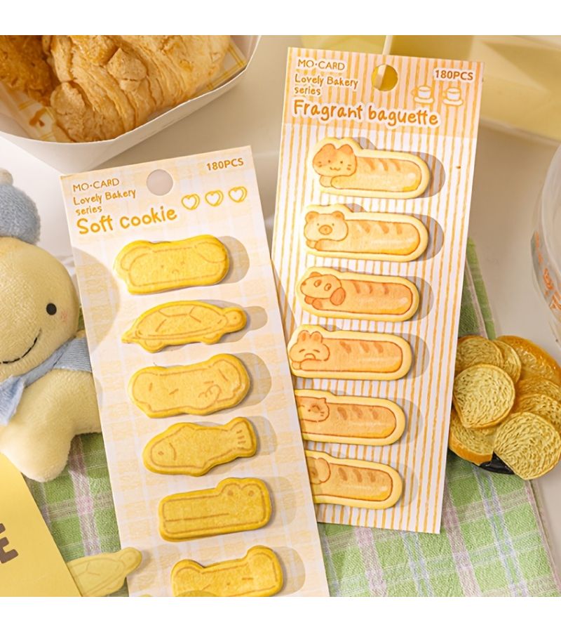 180 Pcs Food Themed Sticky Notes And Writing Paper Notebooks Irregular Shapes Adhesive Pages With Index Tabs Student Message Paper Study Record Sheets For Office Lunchbox Planners Color C - Image 3