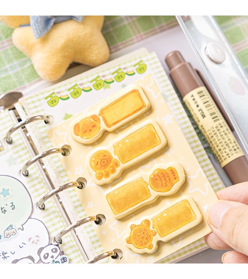 180 Pcs Food Themed Sticky Notes And Writing Paper Notebooks Irregular Shapes Adhesive Pages With Index Tabs Student Message Paper Study Record Sheets For Office Lunchbox Planners Color C - Image 4