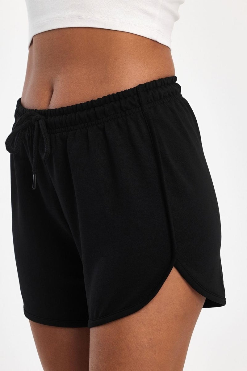 mmetalic Women's Slit Seasonal Premium Fabric Regular Fit Drawstring Black Short Mini Shorts  - Image 5