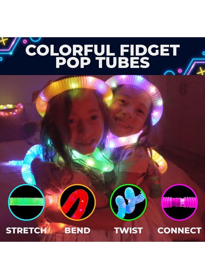 SUPER TOY 6 Light Up Pop Tubes Glow Stick in The Dark Party Favors Stretchy Pipes Toy for Kids & Adults - Image 3