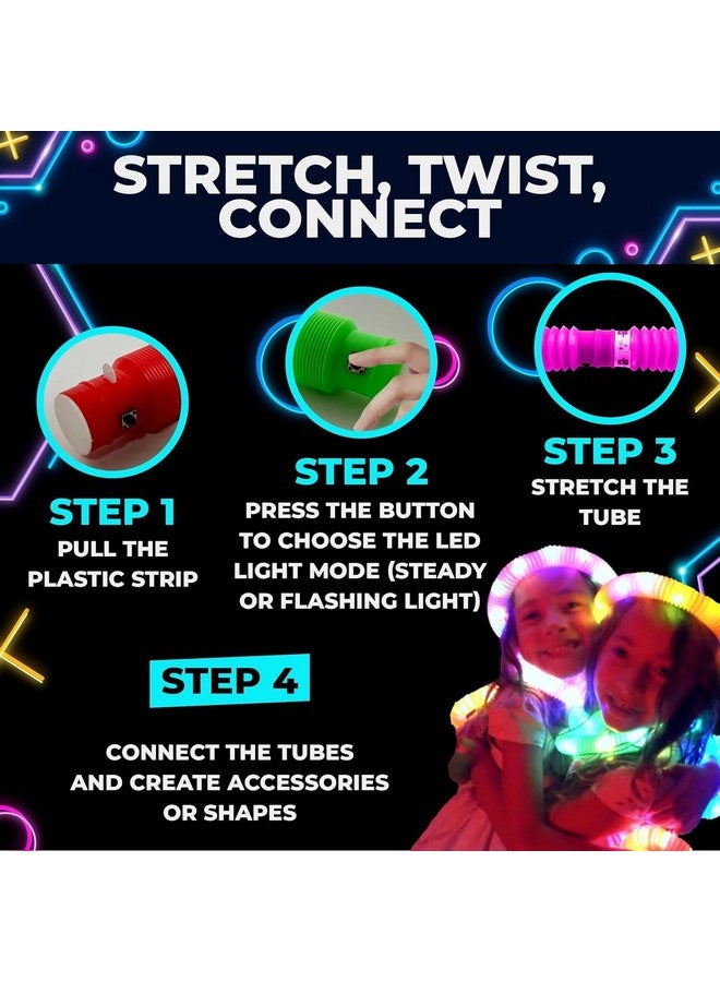 SUPER TOY 6 Light Up Pop Tubes Glow Stick in The Dark Party Favors Stretchy Pipes Toy for Kids & Adults - Image 4