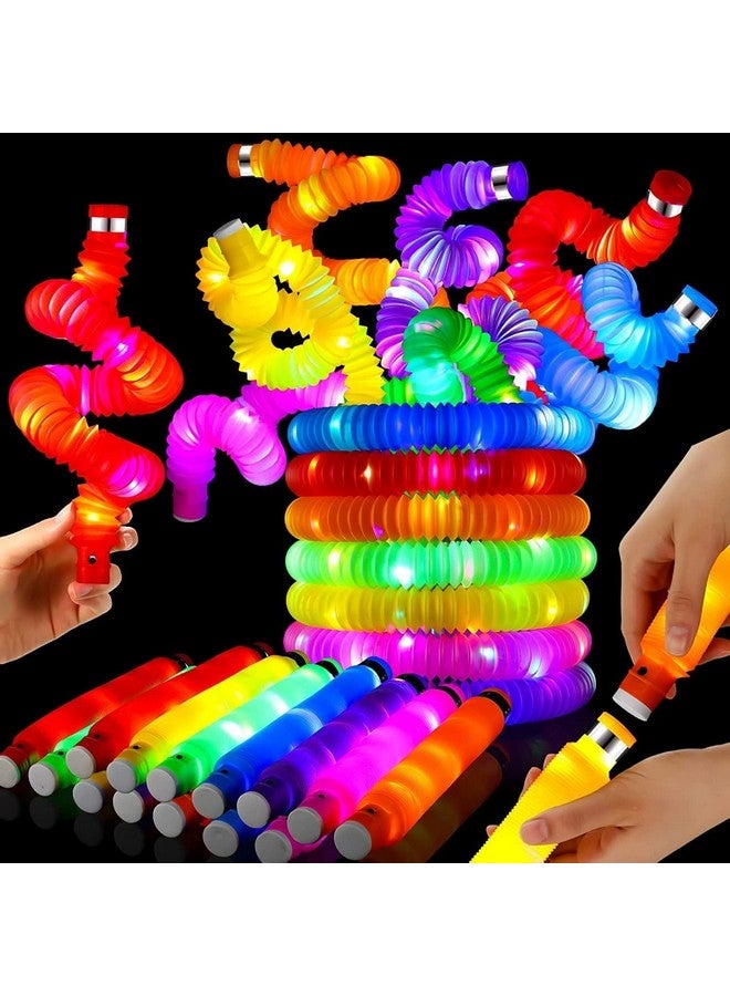 SUPER TOY 6 Light Up Pop Tubes Glow Stick in The Dark Party Favors Stretchy Pipes Toy for Kids & Adults - Image 1