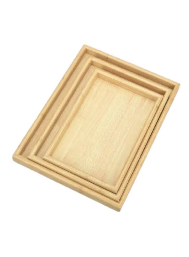 Food Waterproof Rectangular Bamboo Serving Tray Set - Practical and Functional for All Occasions - Image 1
