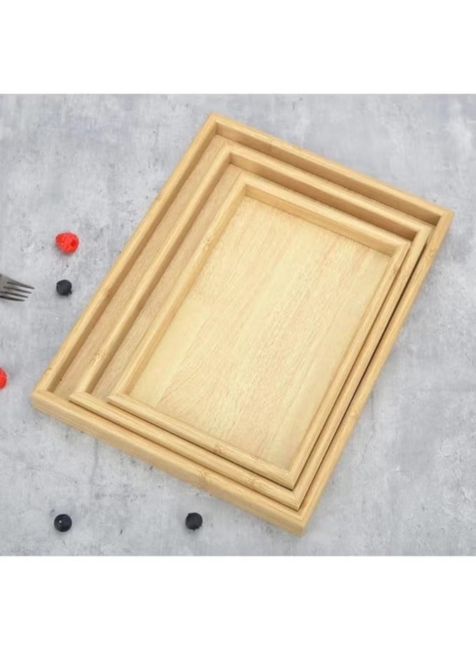 Food Waterproof Rectangular Bamboo Serving Tray Set - Practical and Functional for All Occasions - Image 3