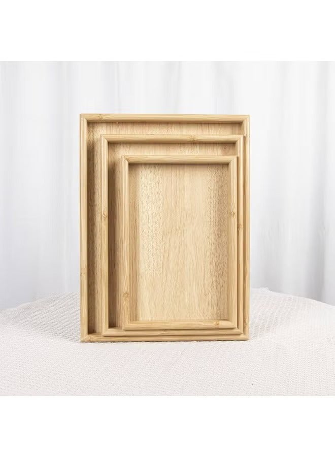 Food Waterproof Rectangular Bamboo Serving Tray Set - Practical and Functional for All Occasions - Image 4