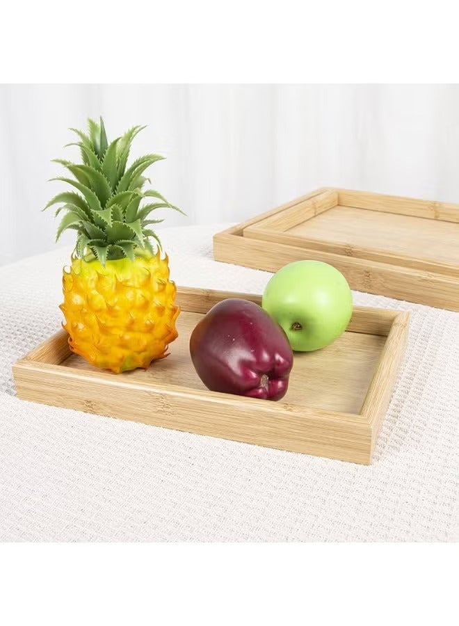 Food Waterproof Rectangular Bamboo Serving Tray Set - Practical and Functional for All Occasions - Image 5
