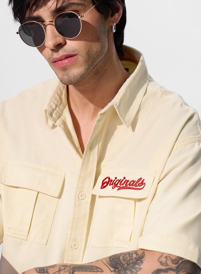 ذا سوليد ستور قميص واسع مزود بجيب بغطاء - Image 5