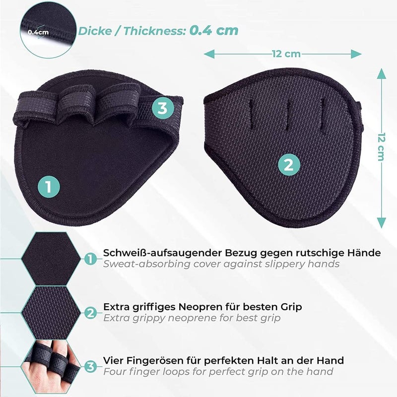 RHYNOFIT مقابض رفع الأثقال مع 4 أصابع - حلقة رفع، وسادات مضادة للانزلاق بديلة لرفع الأثقال، رفع القوة، اليوغا، كرة اللعب، تدريب اللياقة البدنية للرجال والنساء - Image 2