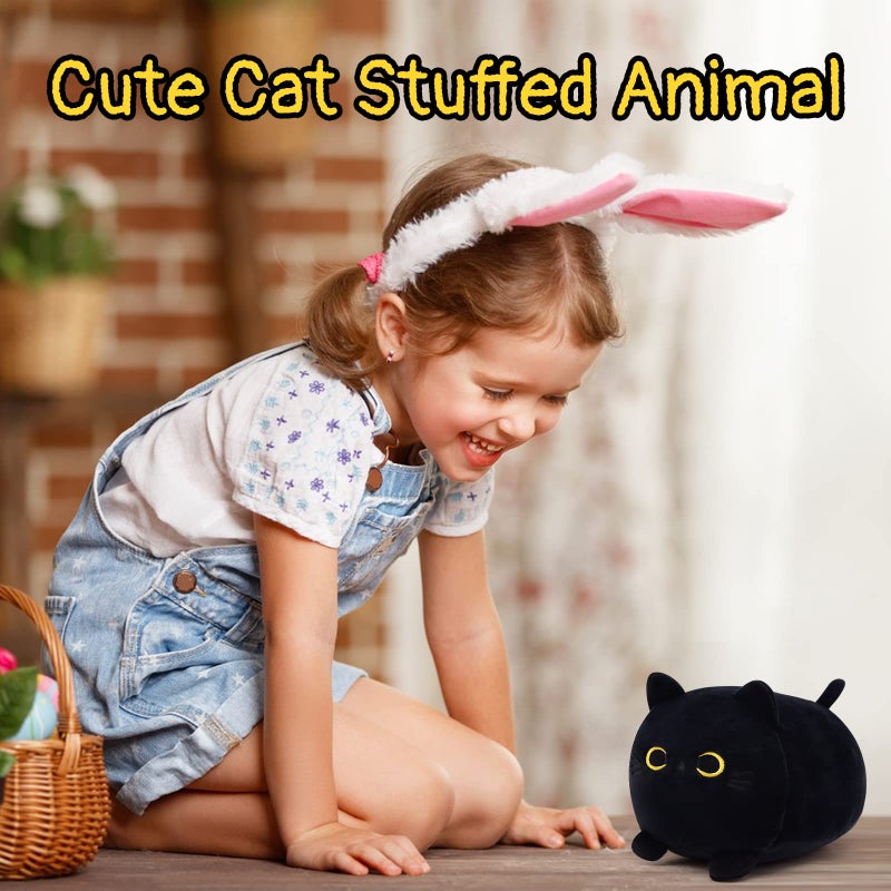 LSYDCARM Kawaii Black Cat Plush Pillow Toy  Cute Stuffed Animal for Kids Birthday  Christmas  Home Decoration - Image 3