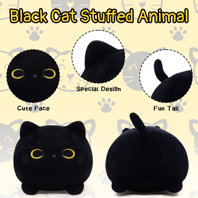 LSYDCARM Kawaii Black Cat Plush Pillow Toy  Cute Stuffed Animal for Kids Birthday  Christmas  Home Decoration - Image 4