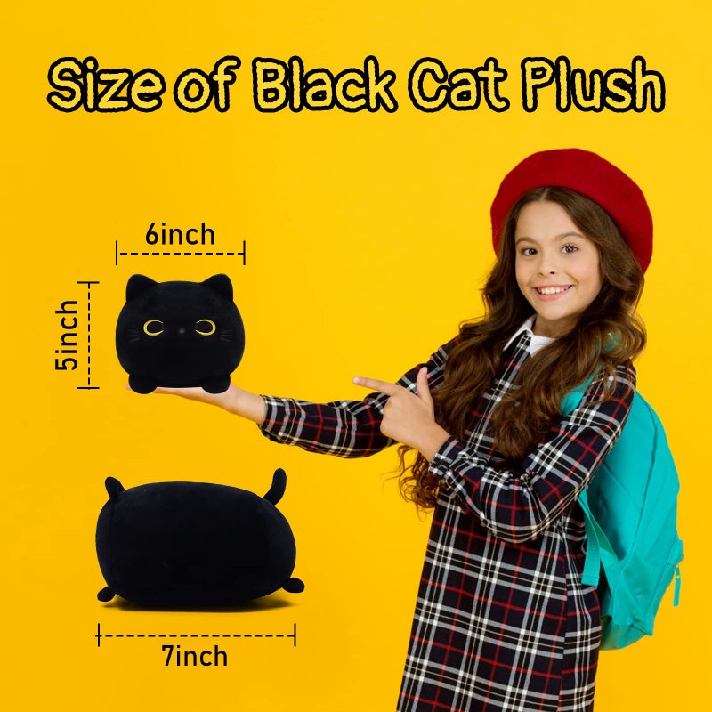 LSYDCARM Kawaii Black Cat Plush Pillow Toy  Cute Stuffed Animal for Kids Birthday  Christmas  Home Decoration - Image 5