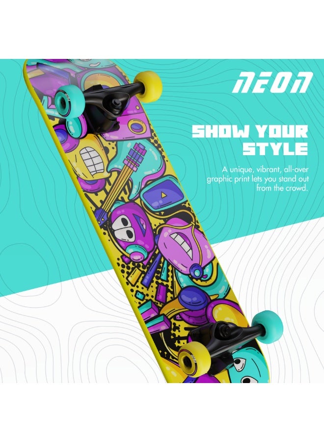 نيون دلتا 28" سكوتر لوح تزلج بنفسجي – سطح كروز كلاسيكي مع شريط قبضة متين، عجلات PU سلسة، محامل دقيقة، شاحنات قوية، مثالي للمراهقين والبالغين، ركوب حضري أنيق، وسيلة نقل ممتعة في الهواء الطلق – NS43L4 - Image 5