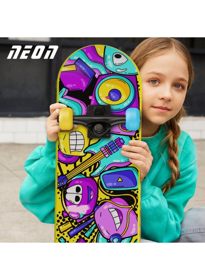 نيون دلتا 28" سكوتر لوح تزلج بنفسجي – سطح كروز كلاسيكي مع شريط قبضة متين، عجلات PU سلسة، محامل دقيقة، شاحنات قوية، مثالي للمراهقين والبالغين، ركوب حضري أنيق، وسيلة نقل ممتعة في الهواء الطلق – NS43L4 - Image 2