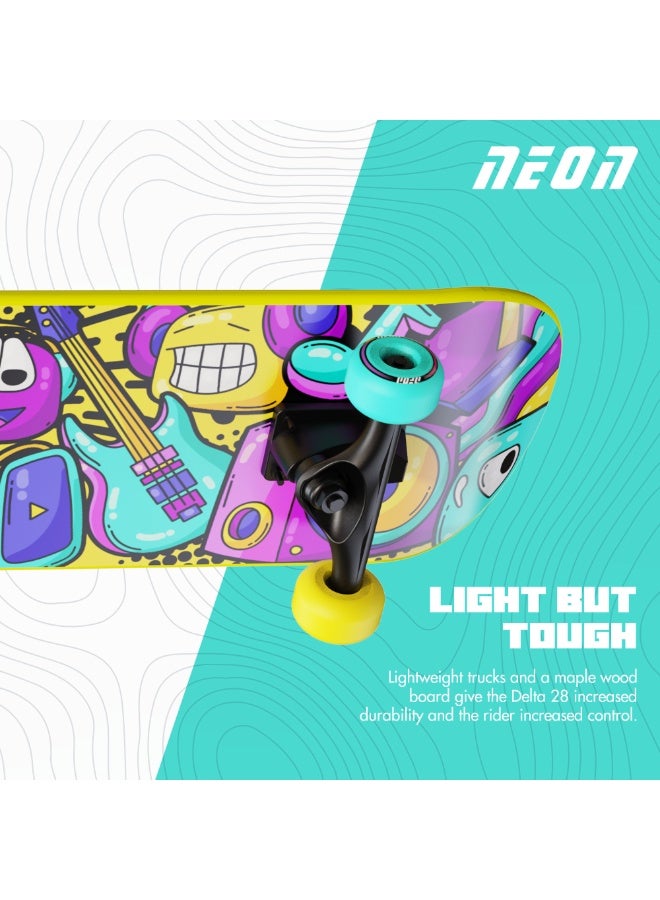 نيون دلتا 28" سكوتر لوح تزلج بنفسجي – سطح كروز كلاسيكي مع شريط قبضة متين، عجلات PU سلسة، محامل دقيقة، شاحنات قوية، مثالي للمراهقين والبالغين، ركوب حضري أنيق، وسيلة نقل ممتعة في الهواء الطلق – NS43L4 - Image 3