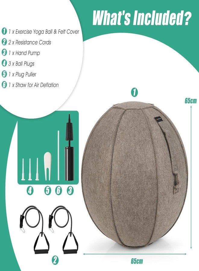 LEVGRY Exercise Ball Chair, Canvas & Felt for Home Offices, Balance Training, Yoga Ball, Round Shape Swiss Ball for Exercise, Workout, Yoga, Pregnancy, Birthing, Balance & Stability, 65 cm - Image 5