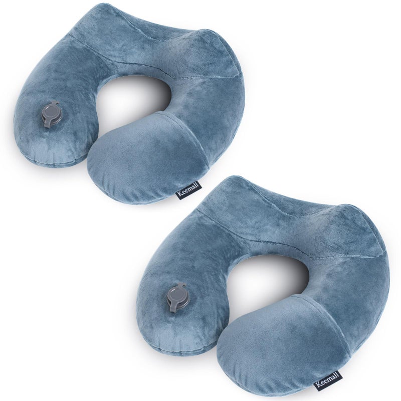 Keemall Inflatable Travel Neck Pillow for Airplane Sleeping Blow Up Neck Support Air Pillow Traveling on Plane Long Flights Washable - Image 1