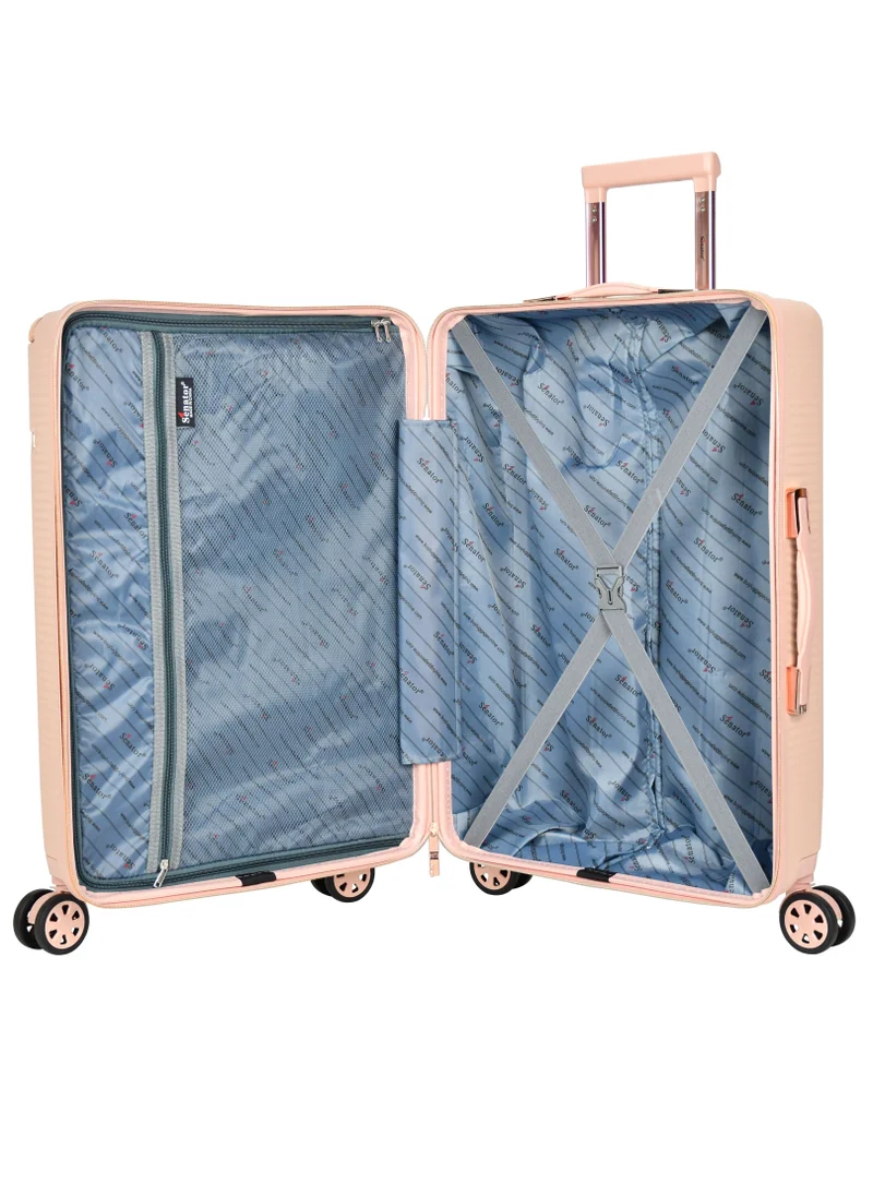 SENATOR Hard Case Luggage Trolley For Unisex ABS Lightweight 4 Double Wheeled Suitcase With Built In TSA Type Lock A5123 Milk Pink