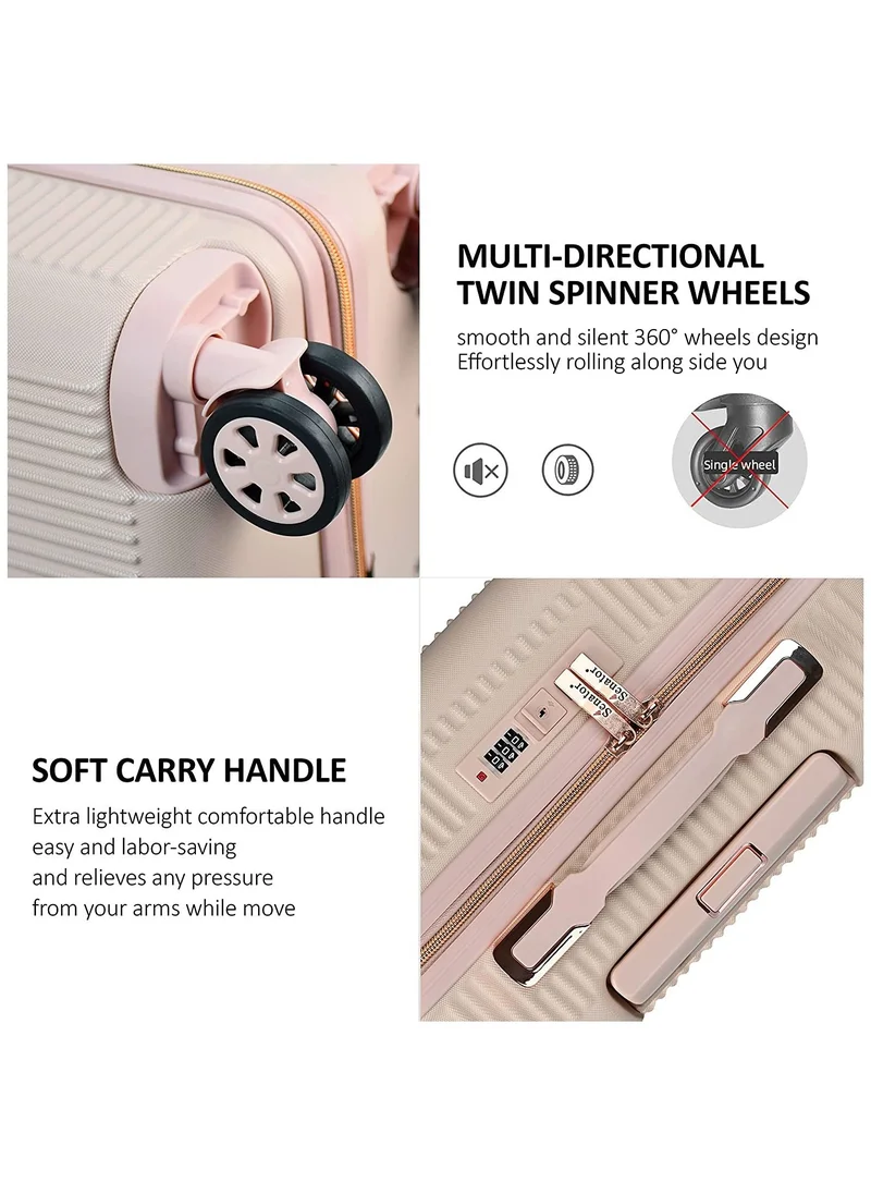 SENATOR Hard Case Luggage Trolley For Unisex ABS Lightweight 4 Double Wheeled Suitcase With Built In TSA Type Lock A5123 Milk Pink
