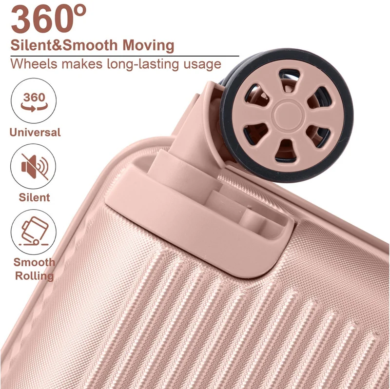 SENATOR Milk Pink Hard Case Carry On Luggage Trolley For Unisex ABS Lightweight 4 Double Wheeled Suitcase With Built In TSA Type Lock A5123 Milk Pink  | Best Price UAE