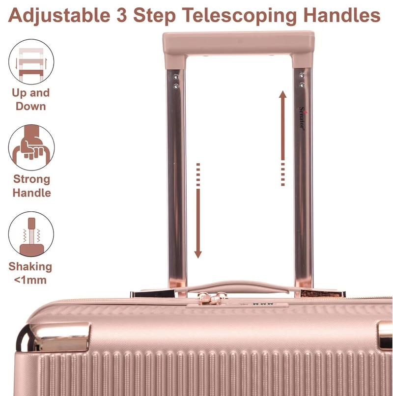 SENATOR Milk Pink Hard Case Carry On Luggage Trolley For Unisex ABS Lightweight 4 Double Wheeled Suitcase With Built In TSA Type Lock A5123 Milk Pink  | Best Price UAE