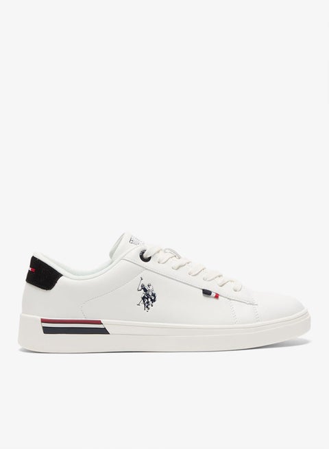 Men's White Low-Top Sneakers - Lightweight Shoes Timeless Lace-Up Style, Ideal for Casual Outings