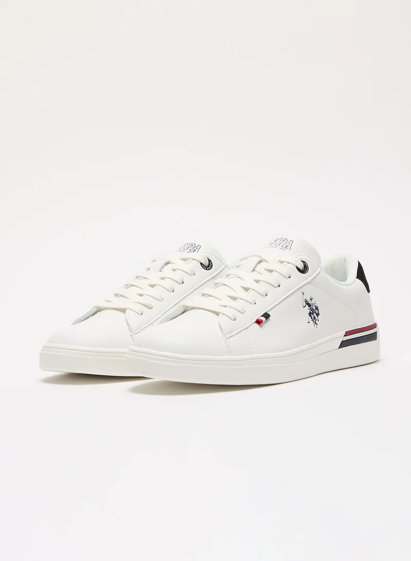 U.S. Polo Assn. Men's White Low-Top Sneakers - Lightweight Timeless Lace-Up Style, Ideal for Casual Outings