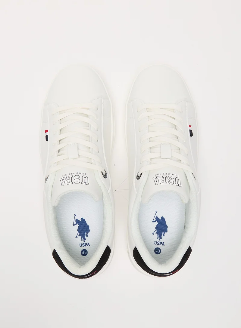 U.S. Polo Assn. Men's White Low-Top Sneakers - Lightweight Timeless Lace-Up Style, Ideal for Casual Outings