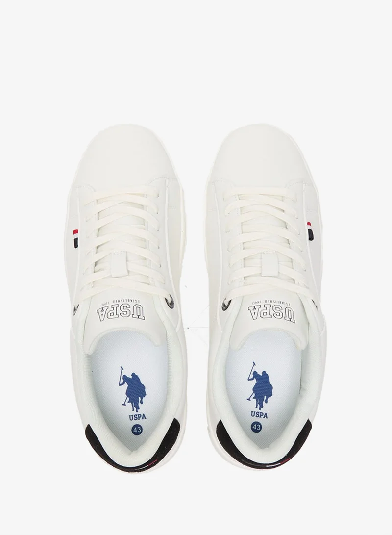 U.S. Polo Assn. Men's White Low-Top Sneakers - Lightweight Shoes Timeless Lace-Up Style, Ideal for Casual Outings