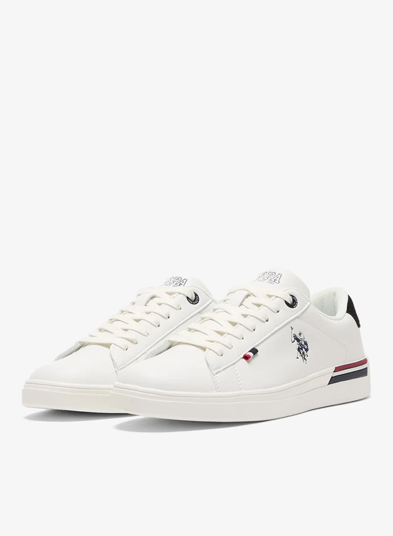 U.S. Polo Assn. Men's White Low-Top Sneakers - Lightweight Shoes Timeless Lace-Up Style, Ideal for Casual Outings
