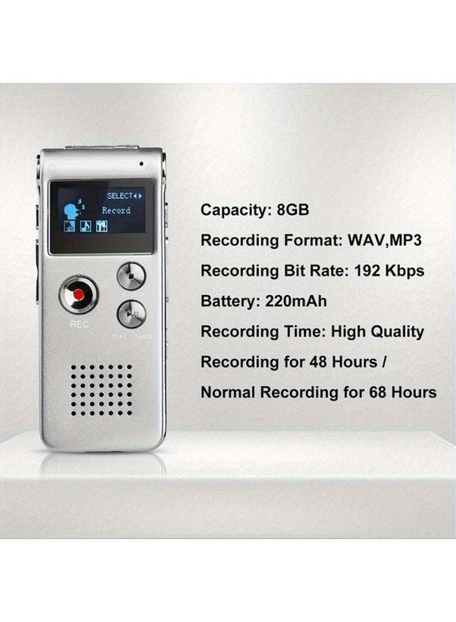 Silvery 8GB Digital Voice Recorder MP3 Player 6 Modes 650H Recording Capacity - Image 3